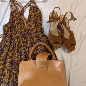 Brown Ankle strap Wedges size 11